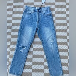 Twelve on Twelfth High Rise Straight Leg Distressed Jean Size 25 NWT